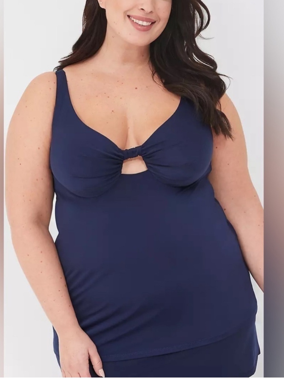 Lane Bryant Women’s‎ Blue Size Swim Lightly Lined Plunge Tankini Top Size 44DDD